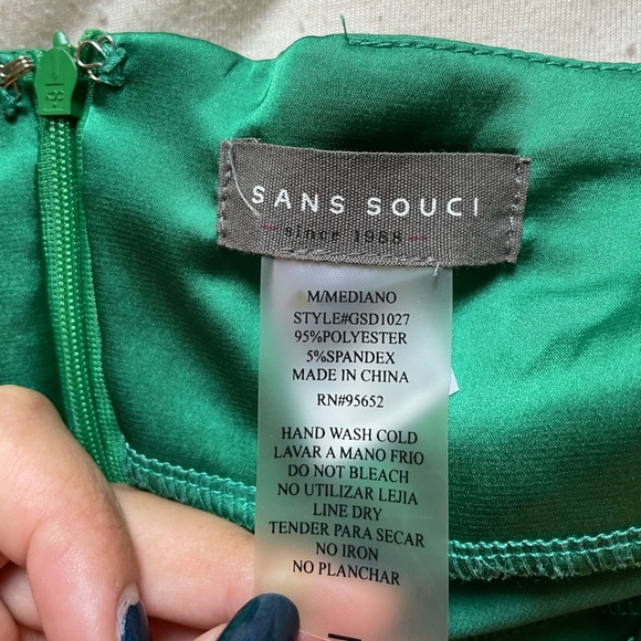 Sans Souci Green Cowl Neck Slip Dress, Size Medium - Picture 4 of 5